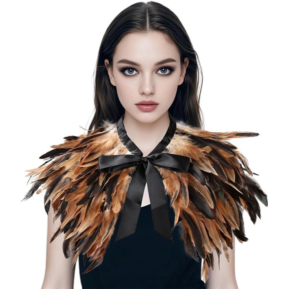 🆕Women Brown Cape Shawl Witch Shoulder Wrap Cosplay Costumes Halloween